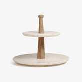 Damas 2-Tier Cake Stand Marble Wood